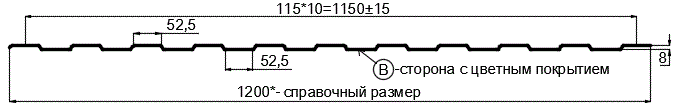 Фото: Профнастил С8 х 1150 - B (ПЭ-01-7024-0.4±0.08мм) в Дедовске