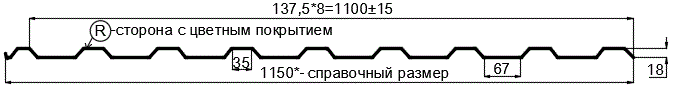 Фото: Профнастил МП20 х 1100 - R (ПЭ-01-7016-0.4±0.08мм) в Дедовске