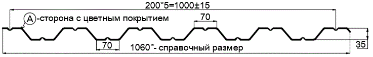 Фото: Профнастил НС35 х 1000 - A (ПЭ-01-3003-0.45) в Дедовске