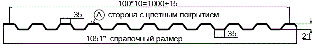 Фото: Профнастил С21 х 1000 - A (ПЭ-01-1014-0.45) в Дедовске