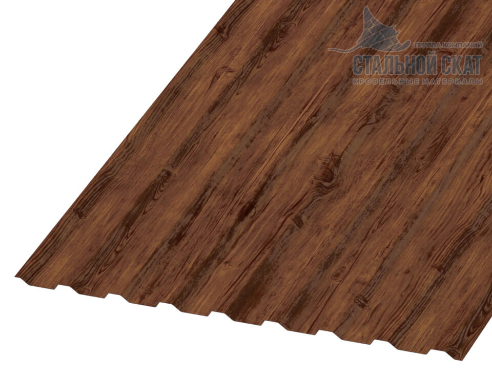 Фото: Профнастил МП20 х 1100 - B (ECOSTEEL-01-Мореный дуб-0.5) в Дедовске