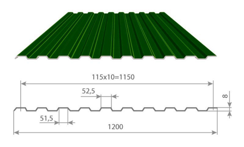 Профнастил С8 х 1150 - A (ECOSTEEL_T-12-Золотой Орех-0.45) в Дедовске