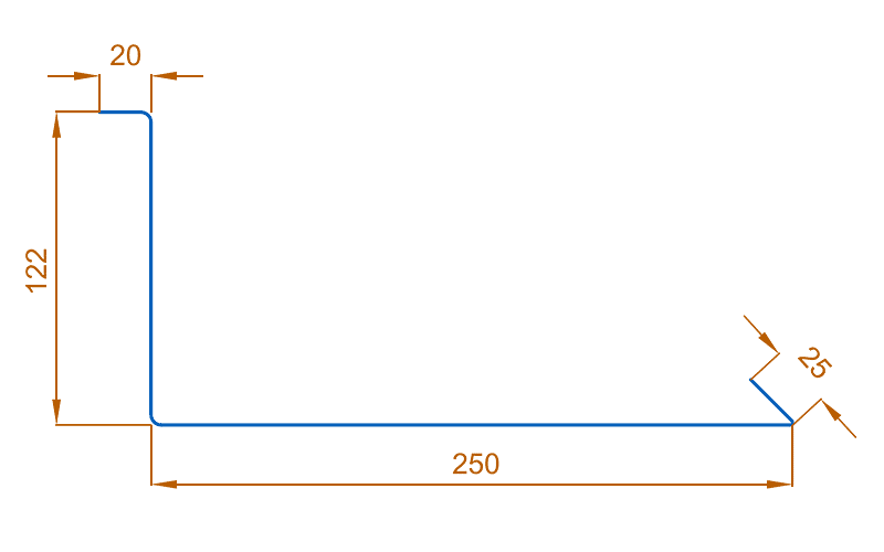 Планка примыкания нижняя 250х122х2000 (ПЭ-01-RR32-0.45) в Дедовске
