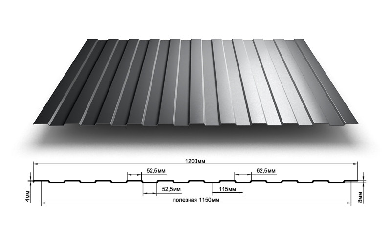 Профнастил С8 х 1150 - A (ECOSTEEL_MA-01-Мореный дуб-0.5) в Дедовске