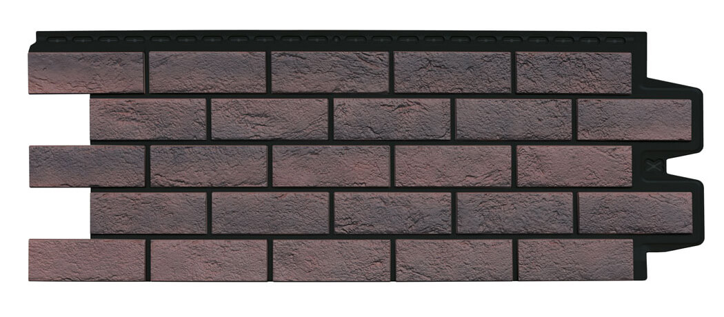 Фасадная панель Grand Line Состаренный кирпич Design Plus кофе с черным швом